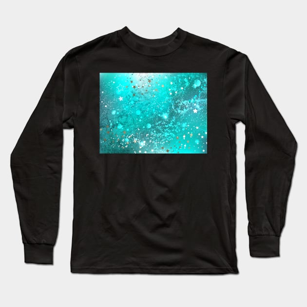 Turquoise Foil Background Long Sleeve T-Shirt by Blackmoon9